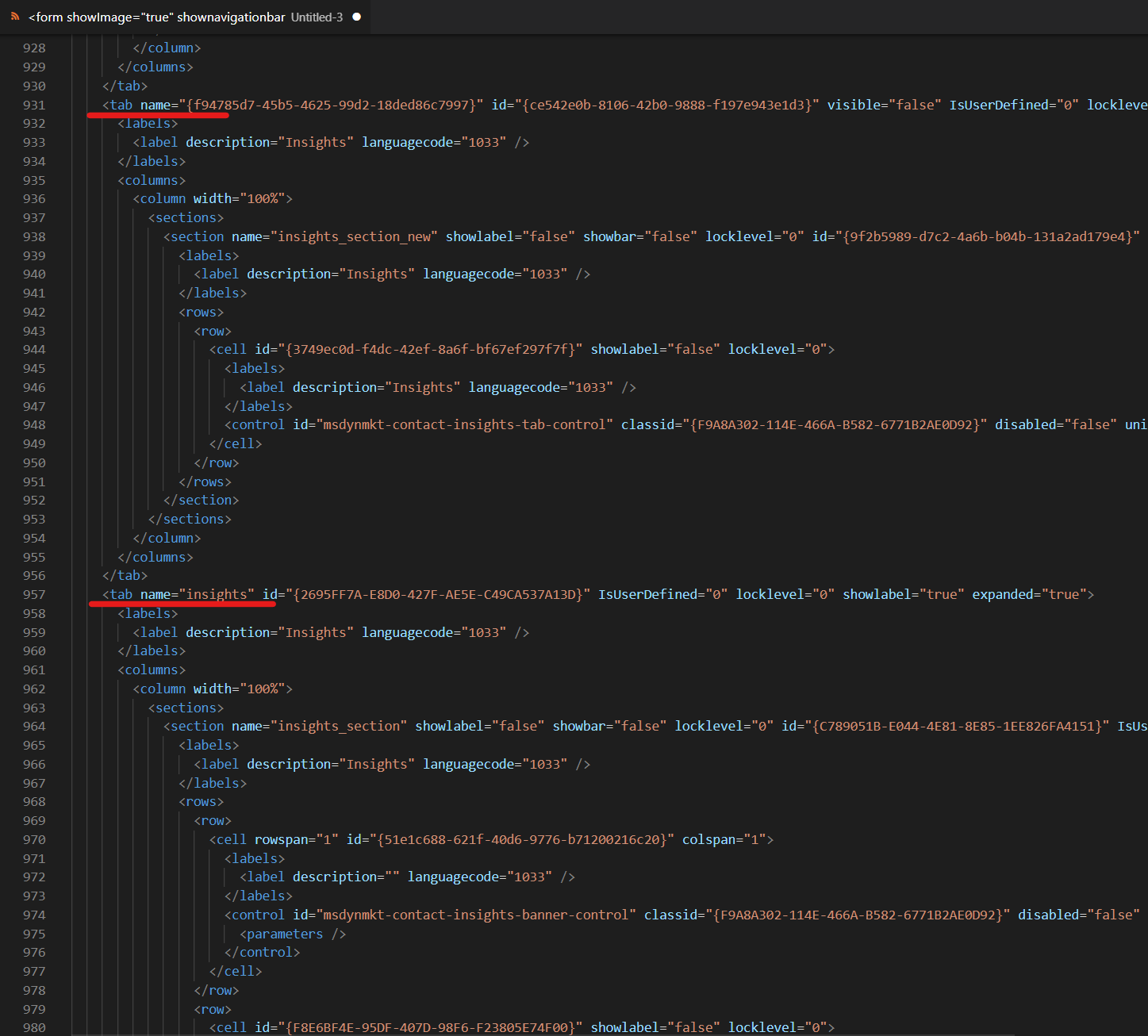 choose the correct tab from the code