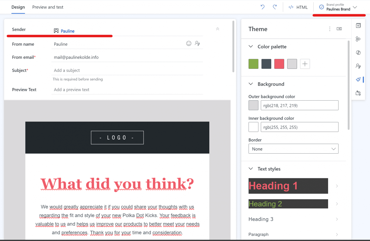 Use brand profiles in emails