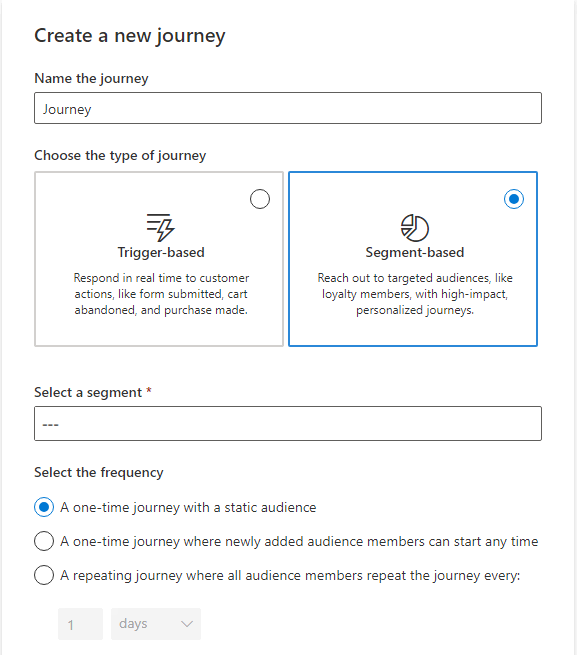 Create a new journey