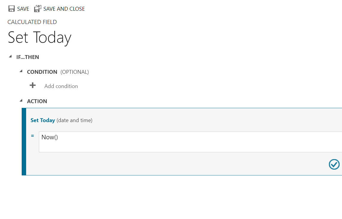 Create calculation for today now()