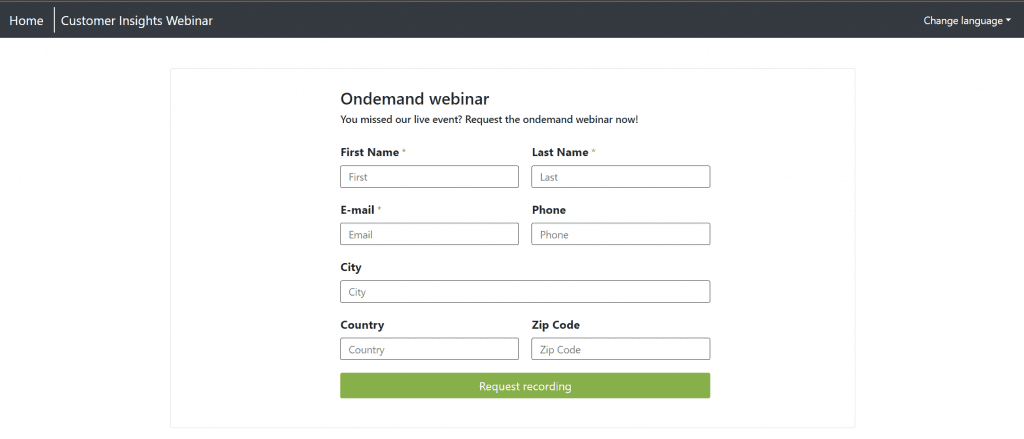 Event Portal for ondemand webinar