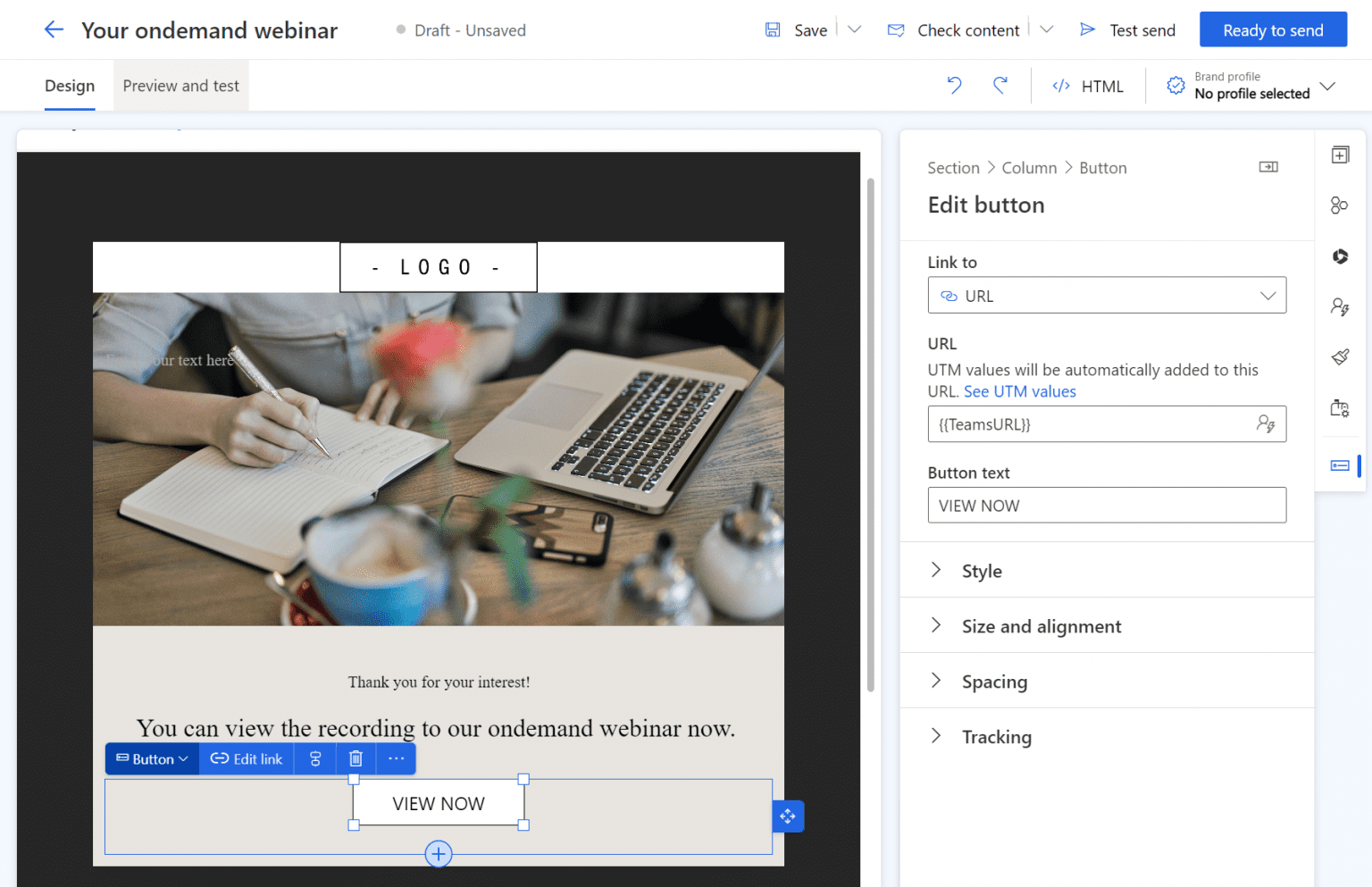 Design email for ondemand webinars