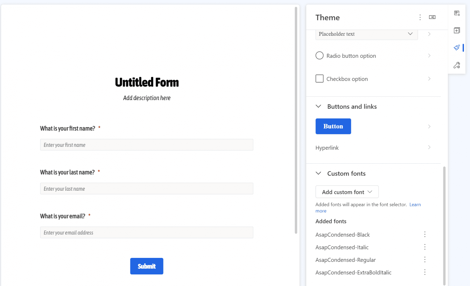 Design a marketing form with your own font in Customer Insights