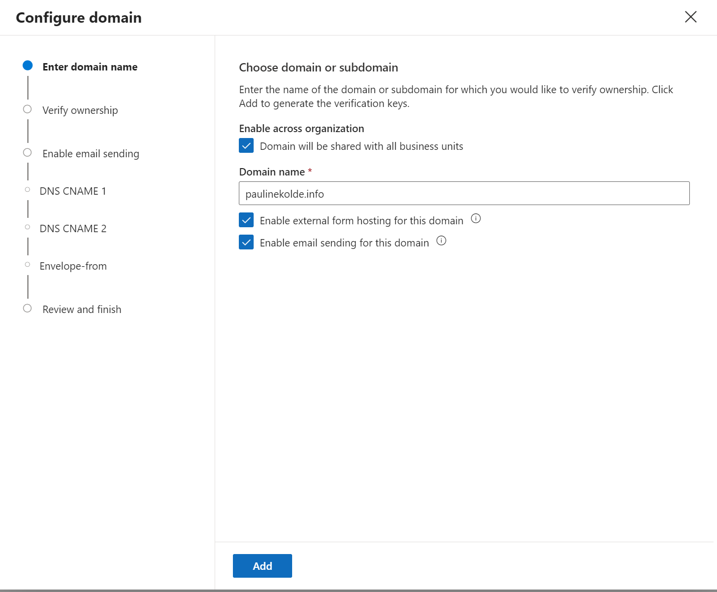 Customer Insights Domain Authentication