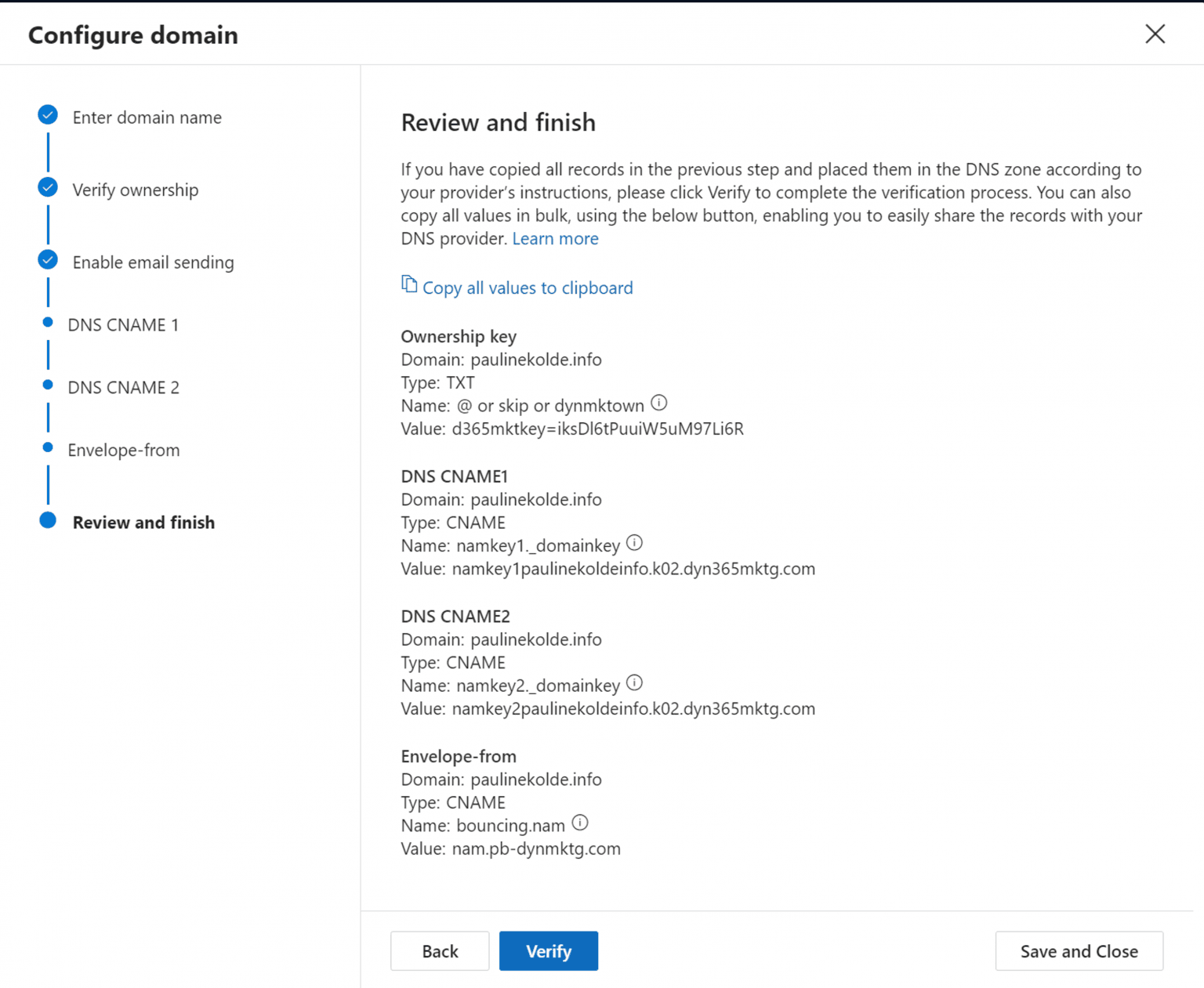 Review and finish Domain Authentication