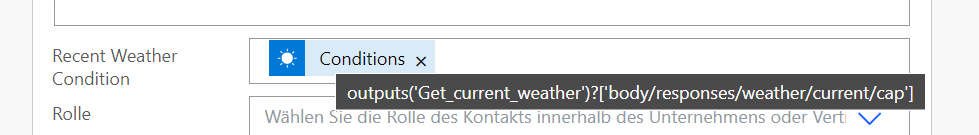 Set condition of weather in contact field