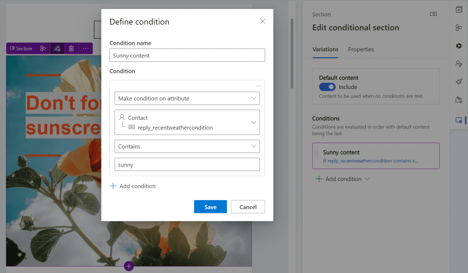 Create personalized and dynamic email for sunny days
