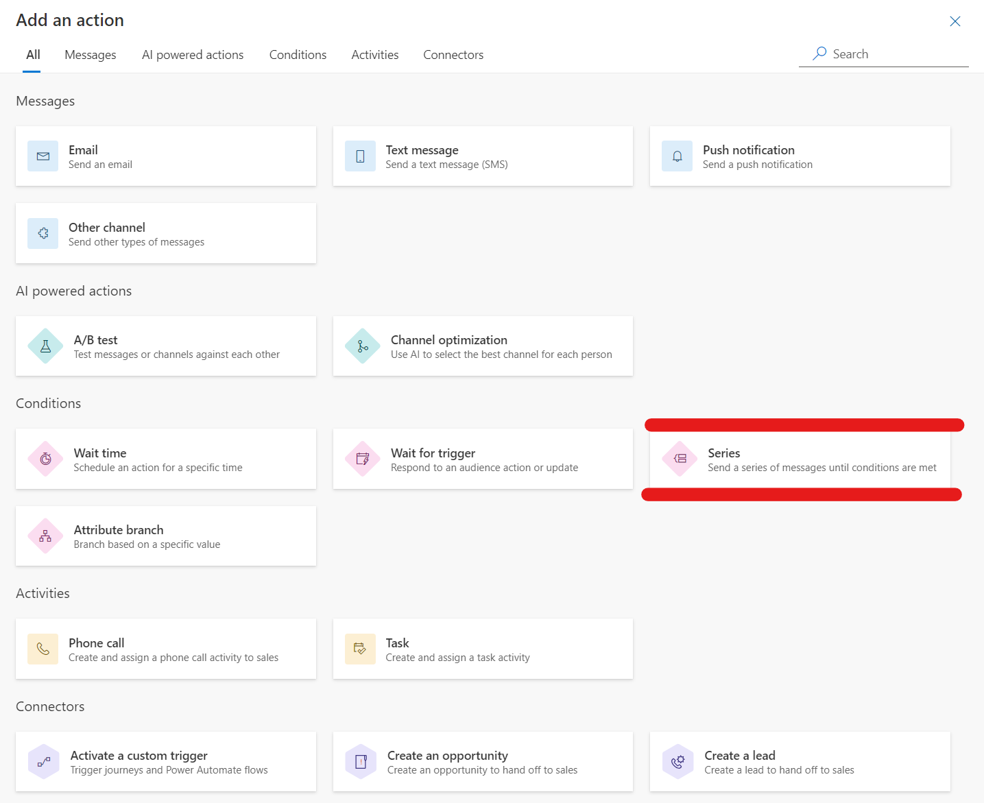 Customer Insights Journey series tile