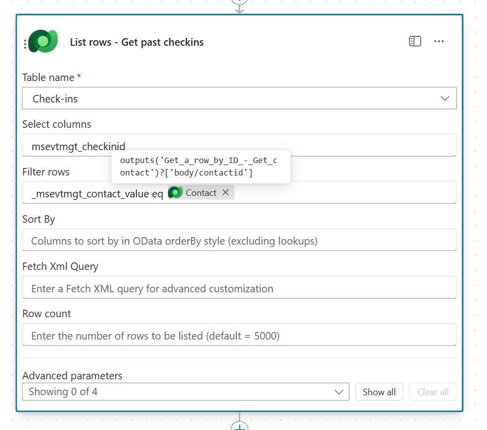 Flow get past checkins
