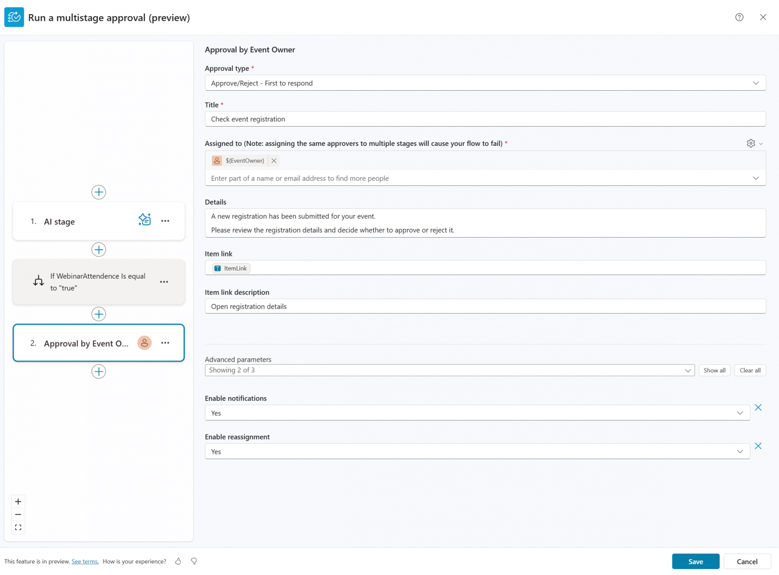 Approval condition human in the loop