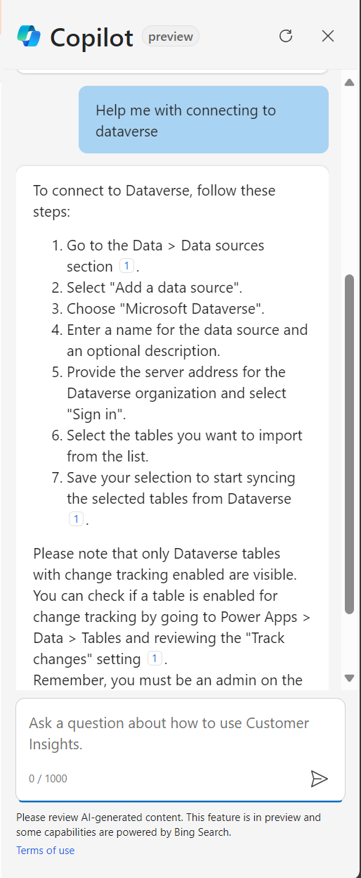Copilot in Customer Insights Data