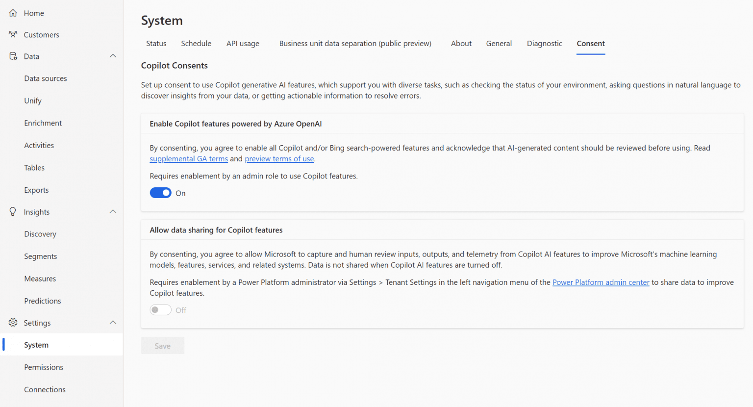 Consent in Customer Insights Data