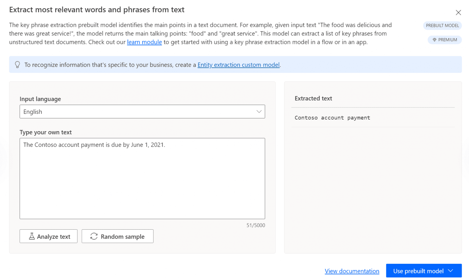 AI Builder model for keywords for AI use cases in customer insights journeys