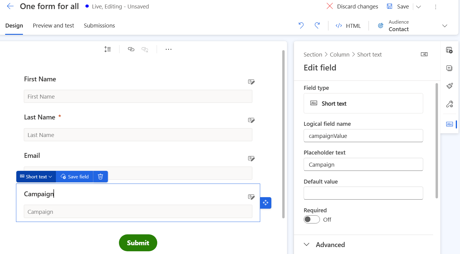 Create marketing form in Dynamics 365