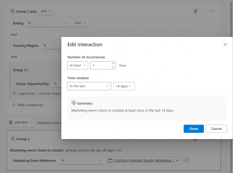 Edit interaction in segments
