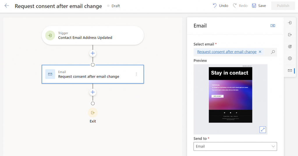 Journey for request of consent after email changes