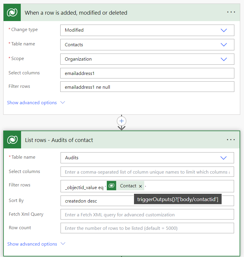Power Automate step 1