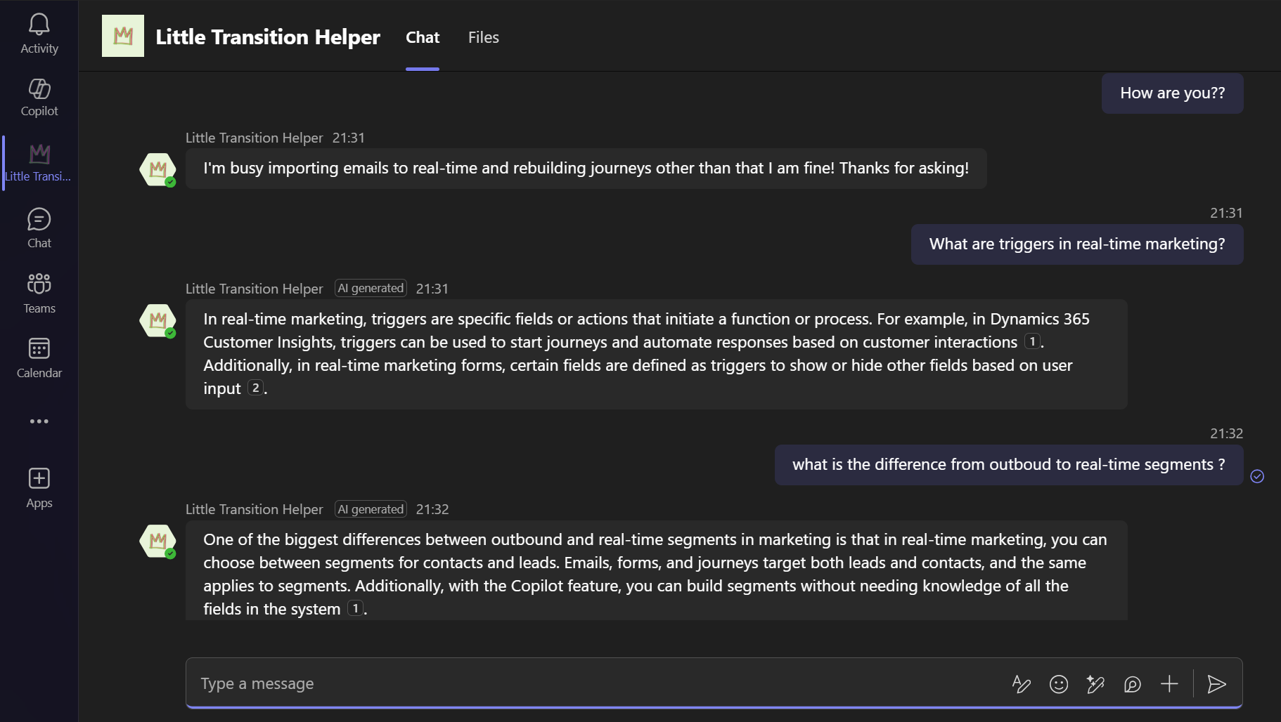 Teams Chat with agents from Copilot Studio