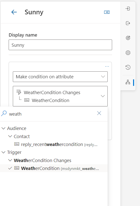 Set condition for weather for personalized journeys in Customer Insights