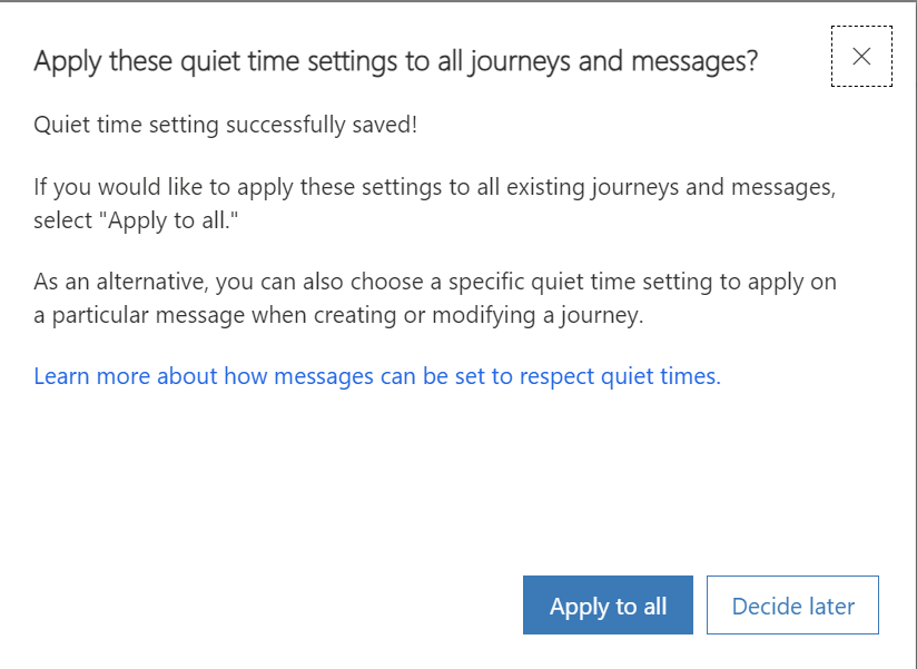 Add quiet times to real-time marketing journeys