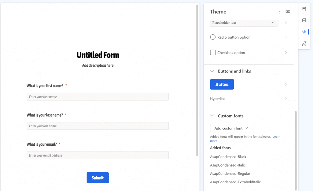 Design a marketing form with your own font in Customer Insights