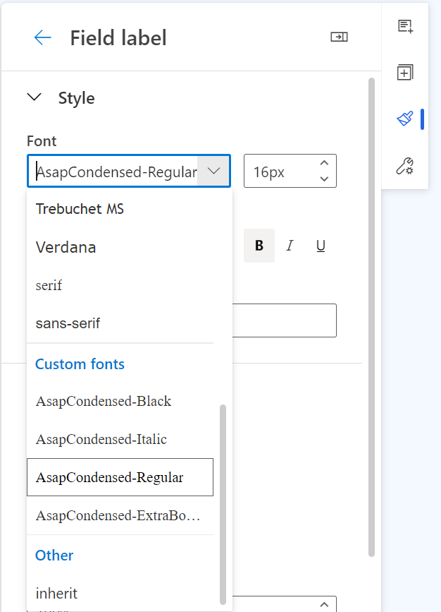 Add field label with custom font in Customer Insights